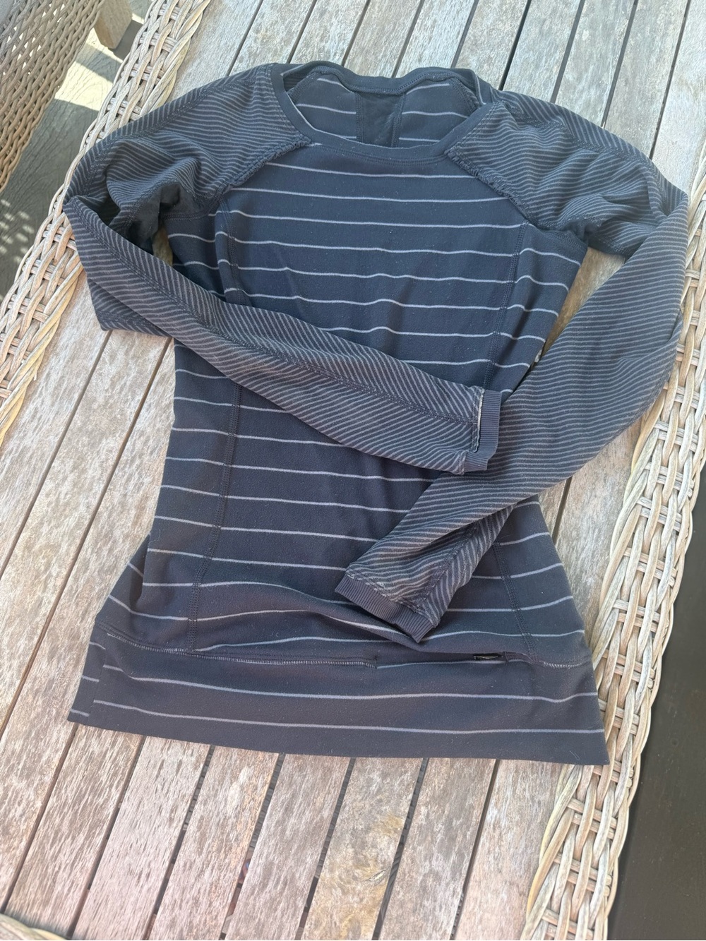 lululemon athletica Black and Gray Striped multimedia  Long-Sleeve Tee